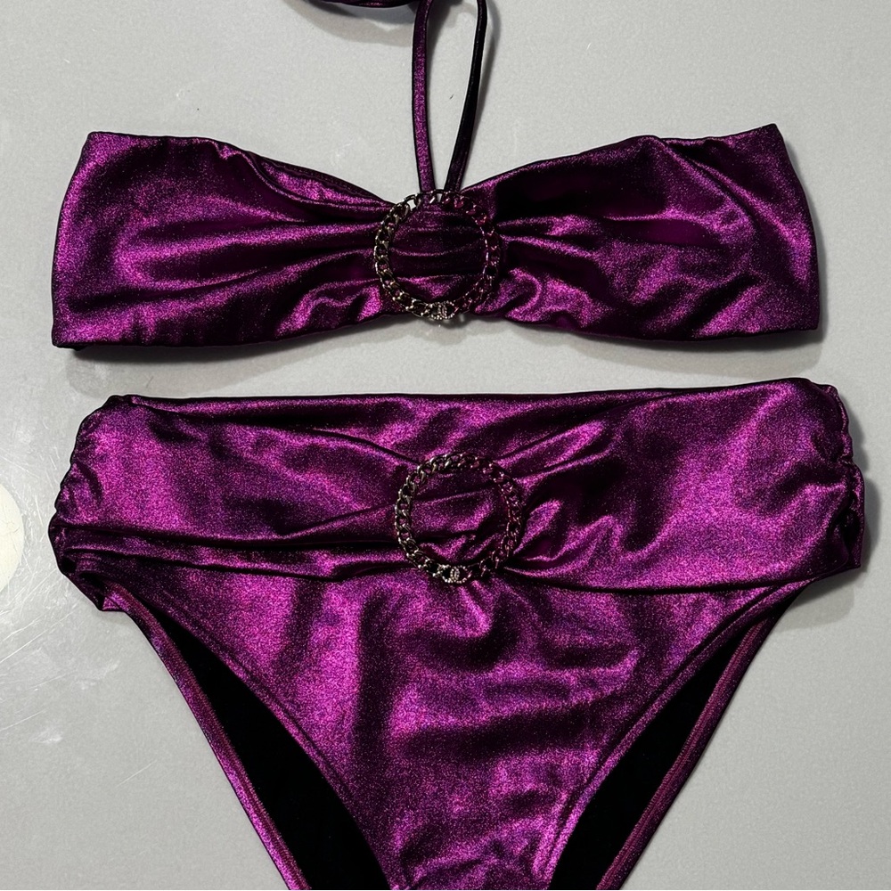 Chanel Fuchsia Satin Top with Chain Detail